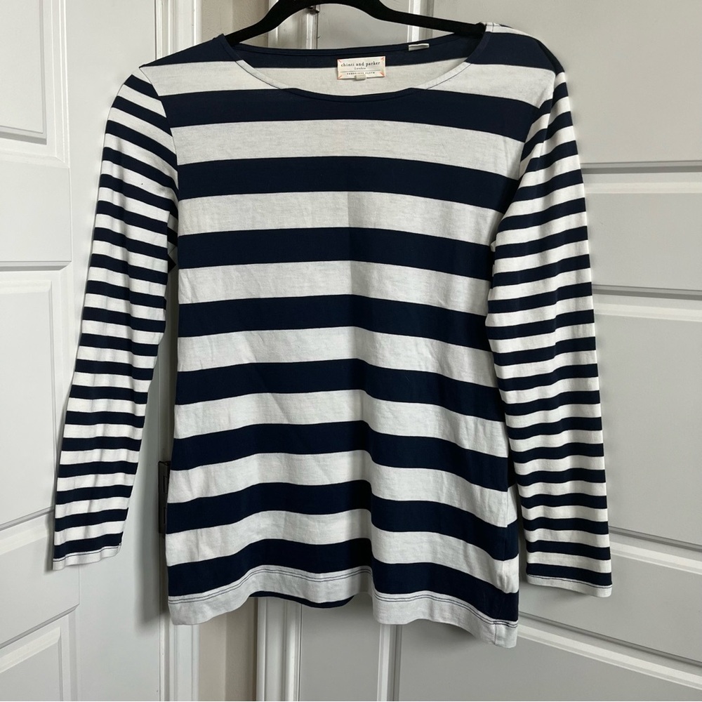 Chinti & Parker Long Sleeve Organic Cotton Striped Tshirt Size Small